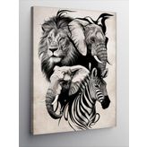 Tablomega Kanvas Tablo Fil Aslan Ve Zebra