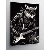 Tablomega Kanvas Tablo Gitar Çalan Kurt