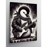 Tablomega Kanvas Tablo Gitar Çalan Penguen