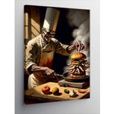 Tablomega Kanvas Tablo Hamburger Yapan İskelet