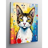 Tablomega Kanvas Tablo Kedi Ve Çizgiler