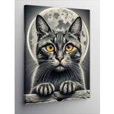 Tablomega Kanvas Tablo Kedi Ve Dolunay