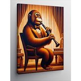 Tablomega Kanvas Tablo Klarnet Çalan Orangutan