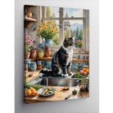 Tablomega Kanvas Tablo Mutfaktaki Kedi