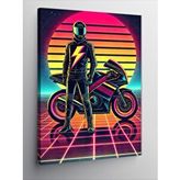 Tablomega Kanvas Tablo Neon Motorcu