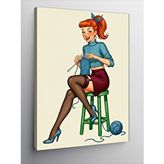 Tablomega Kanvas Tablo Örgü Ören Retro Kadın