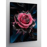 Tablomega Kanvas Tablo Pembe Siyah Gül Art