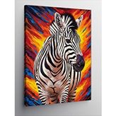 Tablomega Kanvas Tablo Renkli Zebra Çizimi