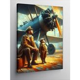 Tablomega Kanvas Tablo Retro Uçak Ve Küçük Pilot
