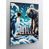 Tablomega Kanvas Tablo Satranç Oynayan Penguen