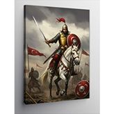 Tablomega Kanvas Tablo Savaşçı Ve Türk Bayrağı