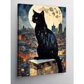 Tablomega Kanvas Tablo Siyah Kedi Ve Binalar