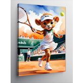 Tablomega Kanvas Tablo Tenis Oynayan Sevimli Aslan