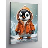 Tablomega Kanvas Tablo Turuncu Montlu Penguen