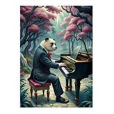 Tablomega Piyano Çalan Panda Mdf Poster 25cmx 35cm