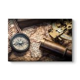 tabloshop Antik Pusula Kumpas ve Dürbün 75 x 50