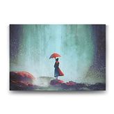 Tabloshop Kırmızı Şemsiyeli Kız 90x60 cm Tablo