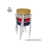 Tabure (Beyaz Ayaklı) (4 Adet) - Mutfak Balkon Taburesi mor