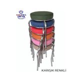 Tabure (Krom Ayaklı) (6 Adet) - Mutfak Balkon Taburesi siyah