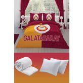 Taç Galatasaray Parçalı Logo Çift Kişilik 7 Parça Yatak Seti - Nevresim Takımı + Yorgan + Yastık