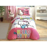 Taç Hello Kitty Rainbow Pembe Nevresim Takımı