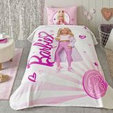 Taç Lisanslı Barbie Light Tek Kişilik Pamuk Pike Takımı - Çok Renkli