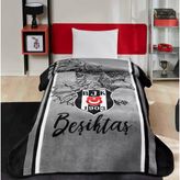 Taç Taraftar Lisanslı Tek Kişilik Battaniye (160X220)-Beşiktaş Kara Kartal