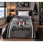 Taç Yeni Sezon Lisanslı Beşiktaş Kara Kartal Battaniye ( Yüz Havlusu Hediyeli ) - Gri - Siyah - 160 x 220 cm