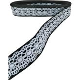 Tafta Dantel Görünümlü Kurdele Siyah 25 mm 2 Metre