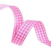 Tafta Ekoseli Kurdele 25 mm Pembe 1 Metre