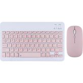 TahTicMer Bluetooth Klavye Mouse Set Bilgisayar Telefon Oyun Konsolu Tüm Cihazlara Uyumlu Akıllı Taşınabilir Şarj Edilebilir Kablosuz Bluetooth Klavye Mause Set - Pembe
