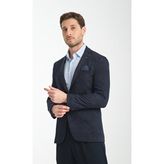 Takiro Erkek Lacivert Esneyen Kumaş Slim Fit Mono Yaka Spor Blazer Ceket - 46