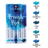 Talens Ecoline Brush Pen Mavi Tonlar 5'li Set