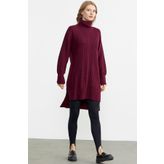 Tam Balikci Yaka Triko Tunik - Bordo