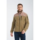 Tam Fermuarlı Softshell Garnili Polar Ceket - Bej - XL