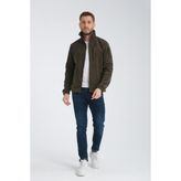 Tam Fermuarlı Softshell Garnili Polar Ceket - Haki