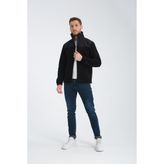 Tam Fermuarlı Softshell Garnili Polar Ceket - Siyah