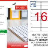 Tanex TW-2016 99.1x34 mm 100'lü Sökülebilir Etiket