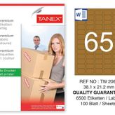 Tanex TW-2065 38.1x21.2 mm 100'lü Kraft Etiket
