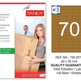 Tanex TW-2270 40x20 mm 100'lü Kraft Etiket