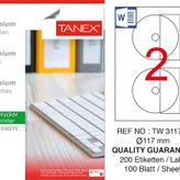 Tanex TW-3117 117 mm 100'lü Sökülebilir Etiket