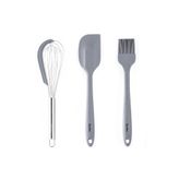 Tantitoni 024-06-GRİ RENKLİ 3LÜ SİLİKON SPATULA,FIRÇA VE ÇIRPICI SETİ