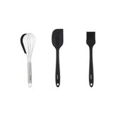 Tantitoni 3'lü Silikon Spatula, Fırça ve Çırpıcı Seti Füme