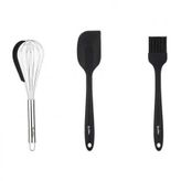 Tantitoni Füme Renkli 3lü Silikon Spatula,fırça Ve Çırpıcı Seti
