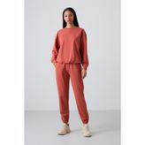 Tarçın Basic Pamuklu O Yaka Oversize Lastik Paça Kadın Eşofman Takım - 95287 - XL