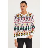 Tarz Cool Erkek Christmas Yılbaşı Kazağı - Beyaz