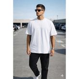 Tarz Cool Erkek Oversize Tişört – Minimal “don’t Look Back” Detaylı Basic - Beyaz