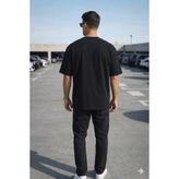 Tarz Cool Erkek Oversize Tişört – Minimal “don’t Look Back” Detaylı Basic - Siyah