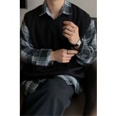 Tarz Cool Erkek Siyah V Yaka Oversize Süveter