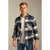 Tarz Cool Erkek Slim Fit Uzun Kollu Çift Cepli Ekoseli Oduncu Gömlek - 2XL - Mavi